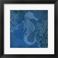 Framed Navy Sea horse