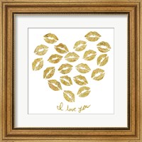 Framed 'I Love you Gold Lips' border=