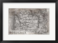 Framed Bordeaux Map White