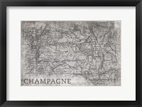 Champagne Map White Framed Print