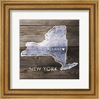 Framed 'New York Rustic  Map' border=