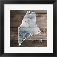 Maine Rustic Map Framed Print