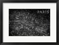 Map Paris Black Framed Print