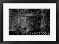 Map Barcelona Black Framed Print