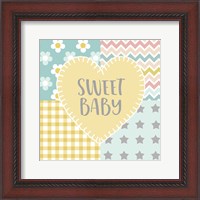 Framed 'Baby Quilt I Sweet Baby Yellow' border=