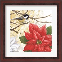 Framed 'Winter Birds Chicadee Collage' border=