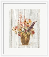 Framed 'Wild Flowers in Vase I on Barn Board' border=