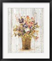 Wild Flowers in Vase II on Barn Board Framed Print