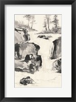 Framed Sumi Waterfall II