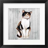 Framed Country Kitty III on Wood