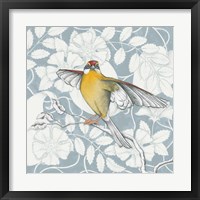 Framed 'Arts and Crafts Birds IV Tone on Tone' border=