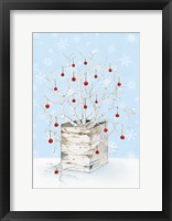 Birch Vase III on Blue Framed Print