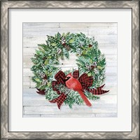 Framed 'Holiday Wreath I on Wood' border=