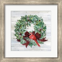 Framed 'Holiday Wreath I on Wood' border=