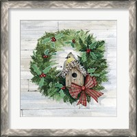 Framed 'Holiday Wreath III on Wood' border=