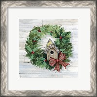 Framed 'Holiday Wreath III on Wood' border=