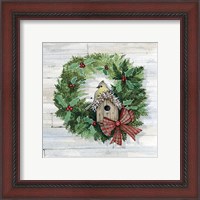 Framed 'Holiday Wreath III on Wood' border=