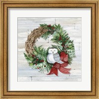 Framed 'Holiday Wreath II on Wood' border=