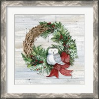 Framed 'Holiday Wreath II on Wood' border=