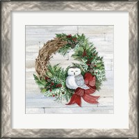 Framed 'Holiday Wreath II on Wood' border=