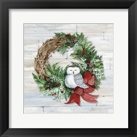 Framed Holiday Wreath II on Wood