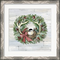 Framed 'Holiday Wreath IV on Wood' border=