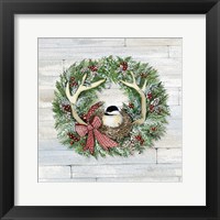 Framed Holiday Wreath IV on Wood