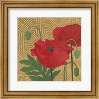 Framed 'More Poppies with Pattern' border=