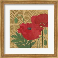 Framed 'More Poppies with Pattern' border=