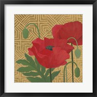 Framed 'More Poppies with Pattern' border=