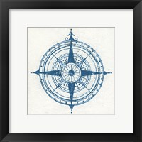 Framed 'Indigo Gild Compass Rose II' border=