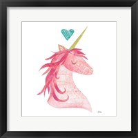 Unicorn Magic II Heart Sq Pink Framed Print