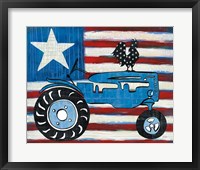 Framed Modern Americana Flag with Tractor