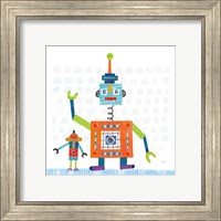 Framed 'Robot Party III on Square Toys' border=