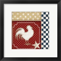 Framed 'Red White and Blue Rooster IV' border=