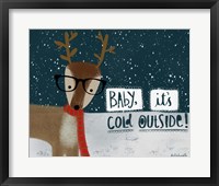 Cold Hipster Reindeer Framed Print