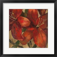 Framed 'Vivid Red Lily on Gold Crop' border=