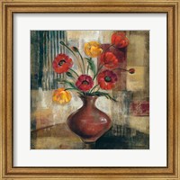 Framed 'Poppies in a Copper Vase I' border=