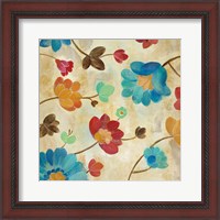 Framed 'Coral and Teal Garden II' border=