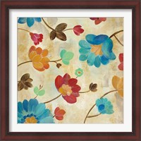 Framed 'Coral and Teal Garden II' border=