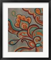 Framed Bohemian Paisley I Turquoise Neutral