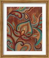 Framed Bohemian Paisley II Turquoise