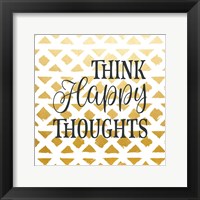 Framed 'Think Happy Thoughts' border=