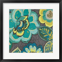 Floral Assortment Teal on Dark Grey Crop I Framed Print