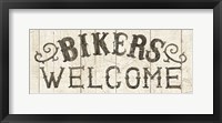 Framed Flea Market Road Sign Bikers Welcome