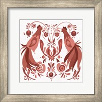 Framed 'Americana Roosters III Red' border=