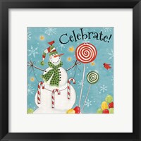 Framed 'Sweet Snowmen I Blue' border=