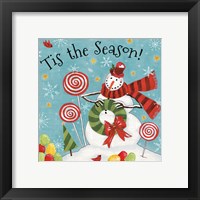 Framed 'Sweet Snowmen III Blue' border=