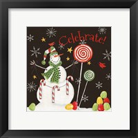 Framed 'Sweet Snowmen I Black' border=