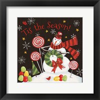 Framed 'Sweet Snowmen III Black' border=